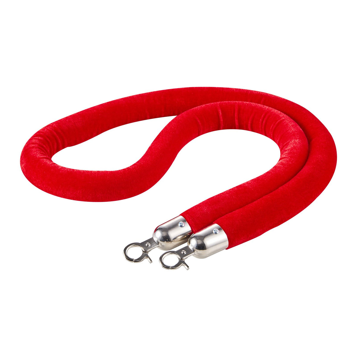 Stanchion Ropes 4Pcs Red Velvet 1.5m Crowd Control Slvr Hooks Q Barrier Event
