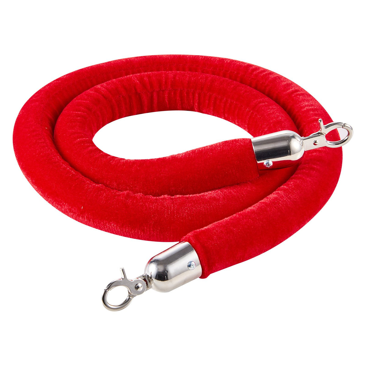 2PCS Red Velvet Stanchion Ropes 1.5m Queue Barrier with Silver Hooks Event Rope