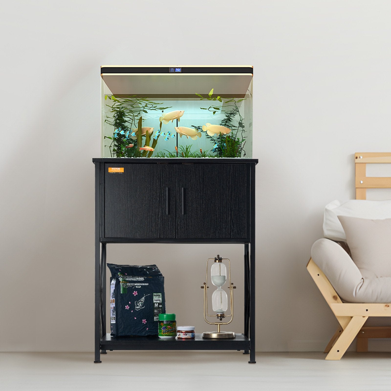 Aquarium Stand 20 Gallon Fish Tank Steel MDF Stand Storage Cabinet Black