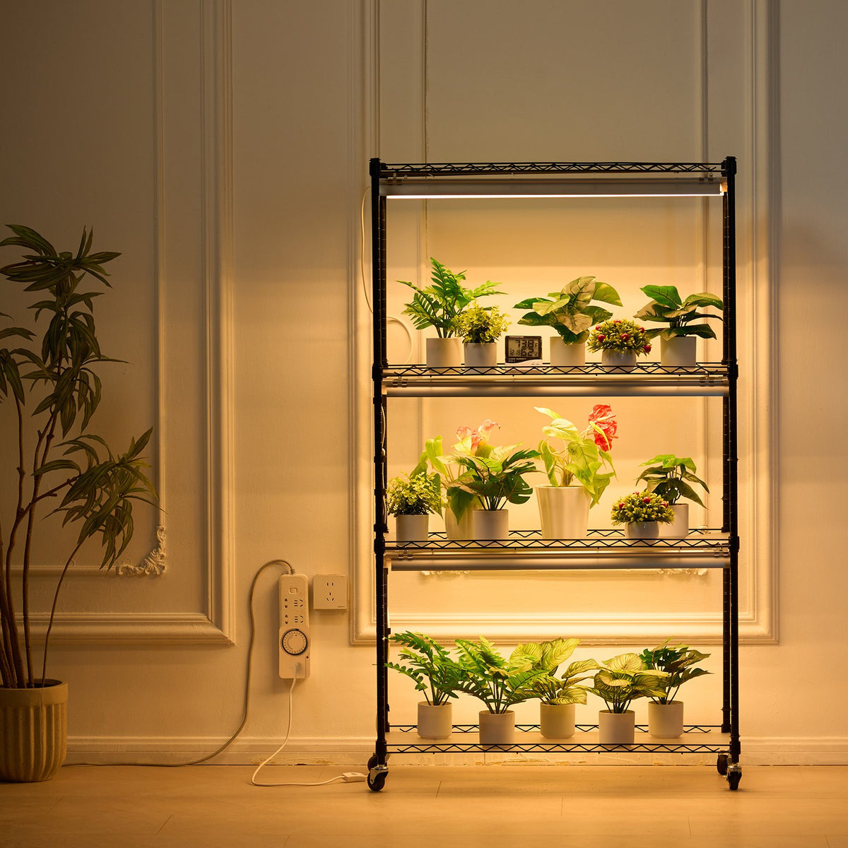 Plant Stand with Grow Light 4 Tiers 180W Metal Shelf 3 Modes Timer 75x35x150cm