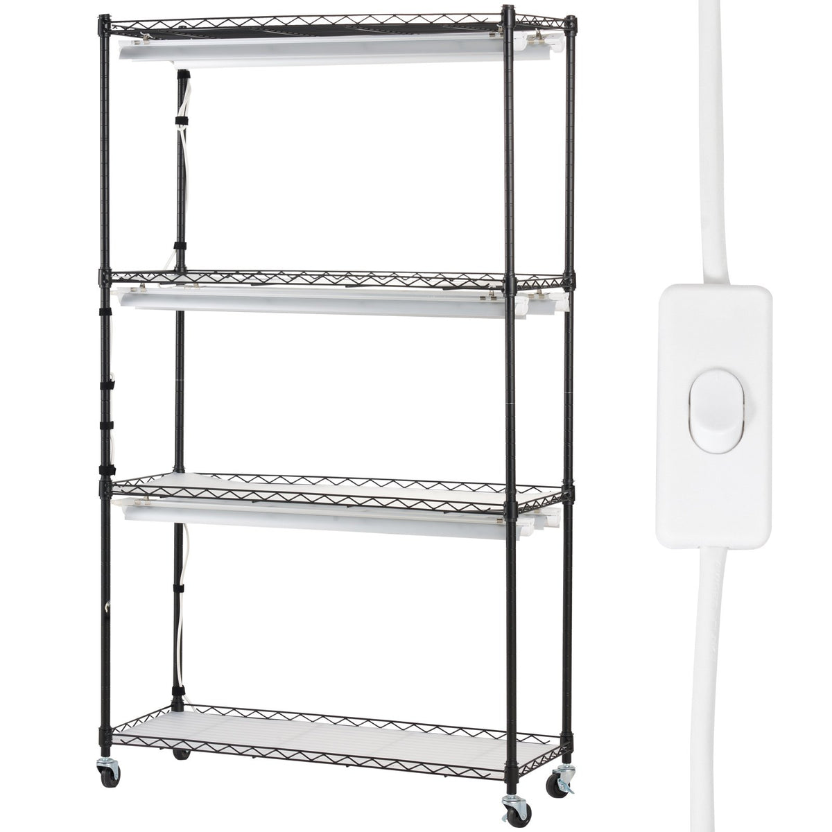 Plant Stand with Grow Light 4 Tiers 180W Metal Shelf 3 Modes Timer 75x35x150cm