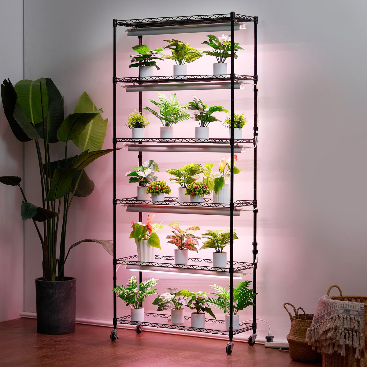 Plant Stand with Grow Light 6-Tier Shelf 150W Full Spectrum Light with Timer