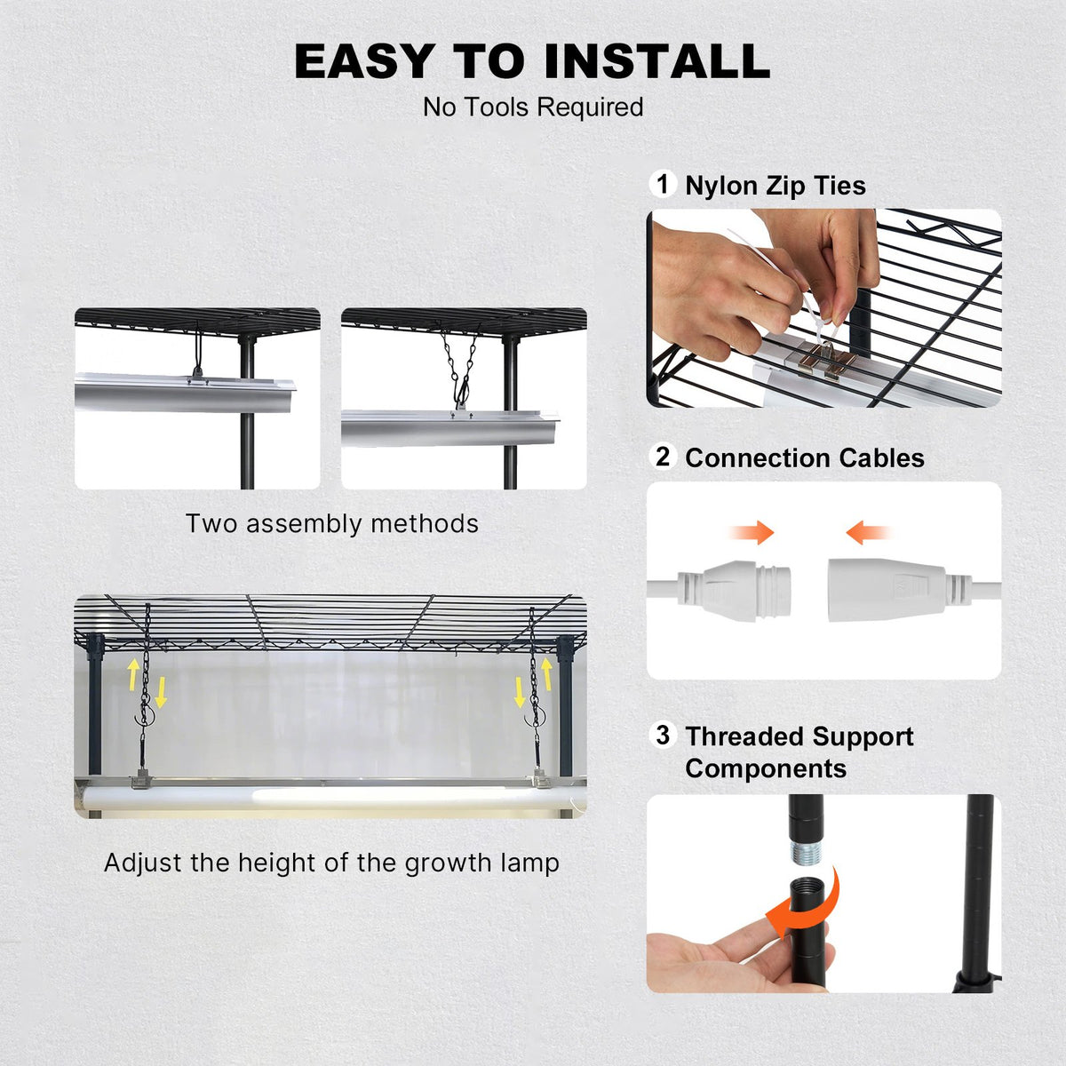 Plant Stand with Grow Light 6 Tiers 192W DIY Metal Shelf with Adjustable Rack
