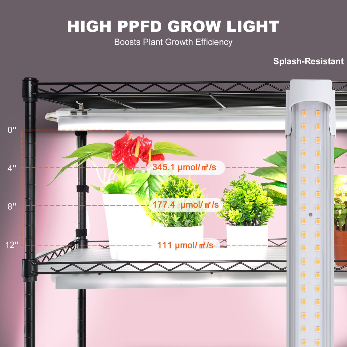 Plant Stand with Grow Light 6 Tiers 150W Metal Shelf 3 Modes Timer 90x35x180cm