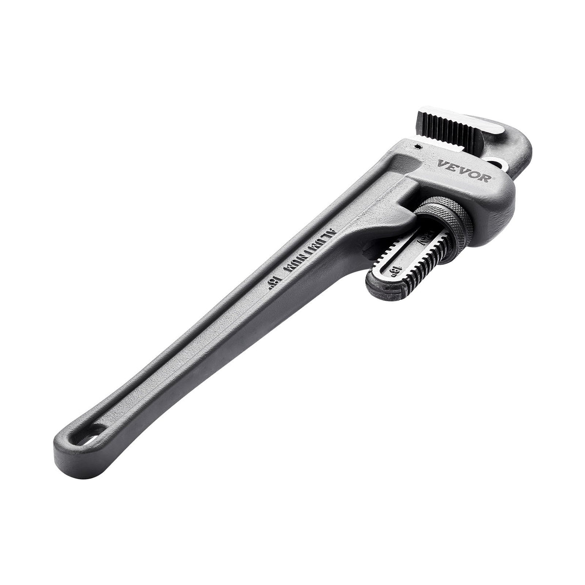 18" Aluminum Pipe Wrench Adjustable Straight Plumbing Wrench Ergonomic Handle