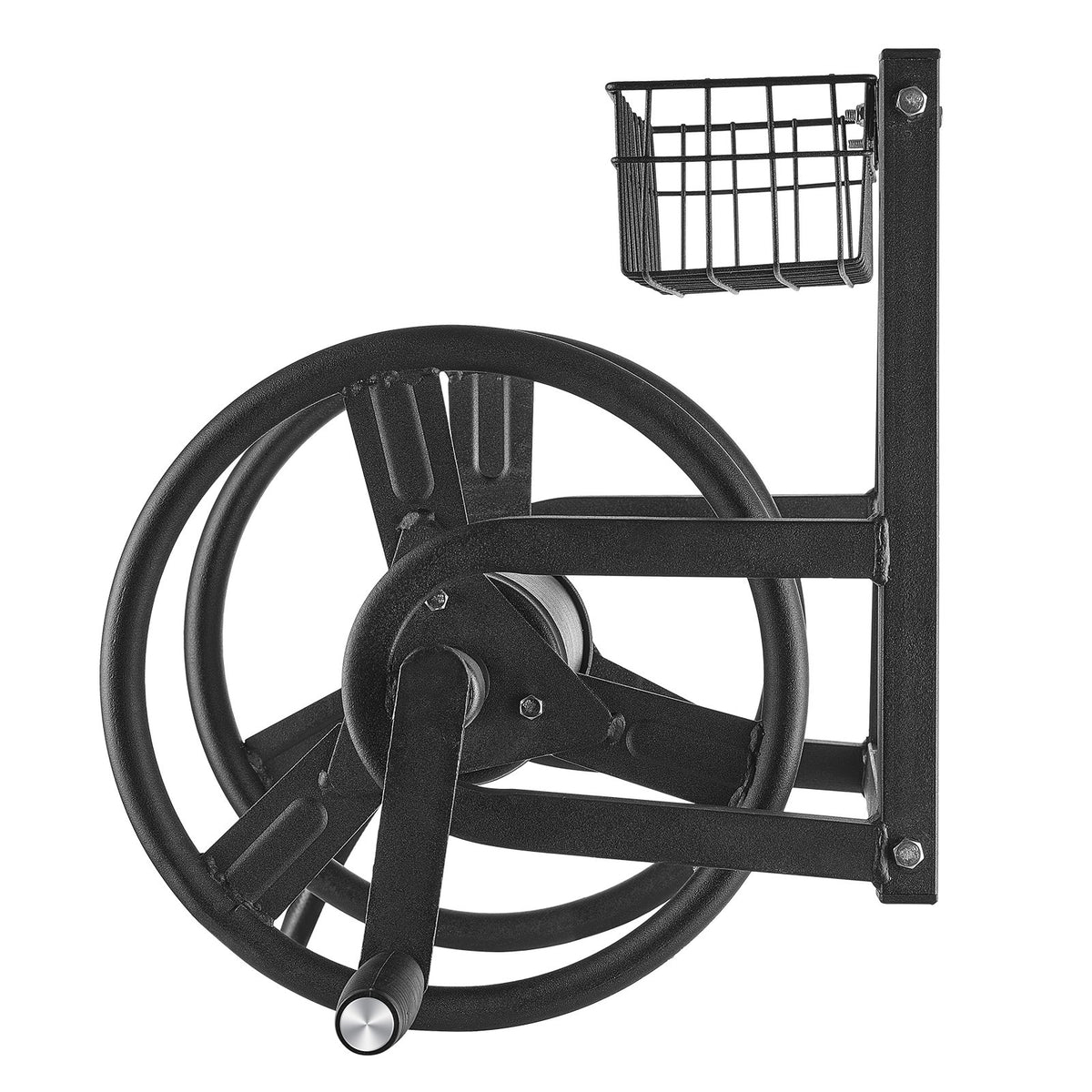 Wall Mounted Garden Hose Reel Holds 125ft Heavy-Duty Manual Brass Fitting
