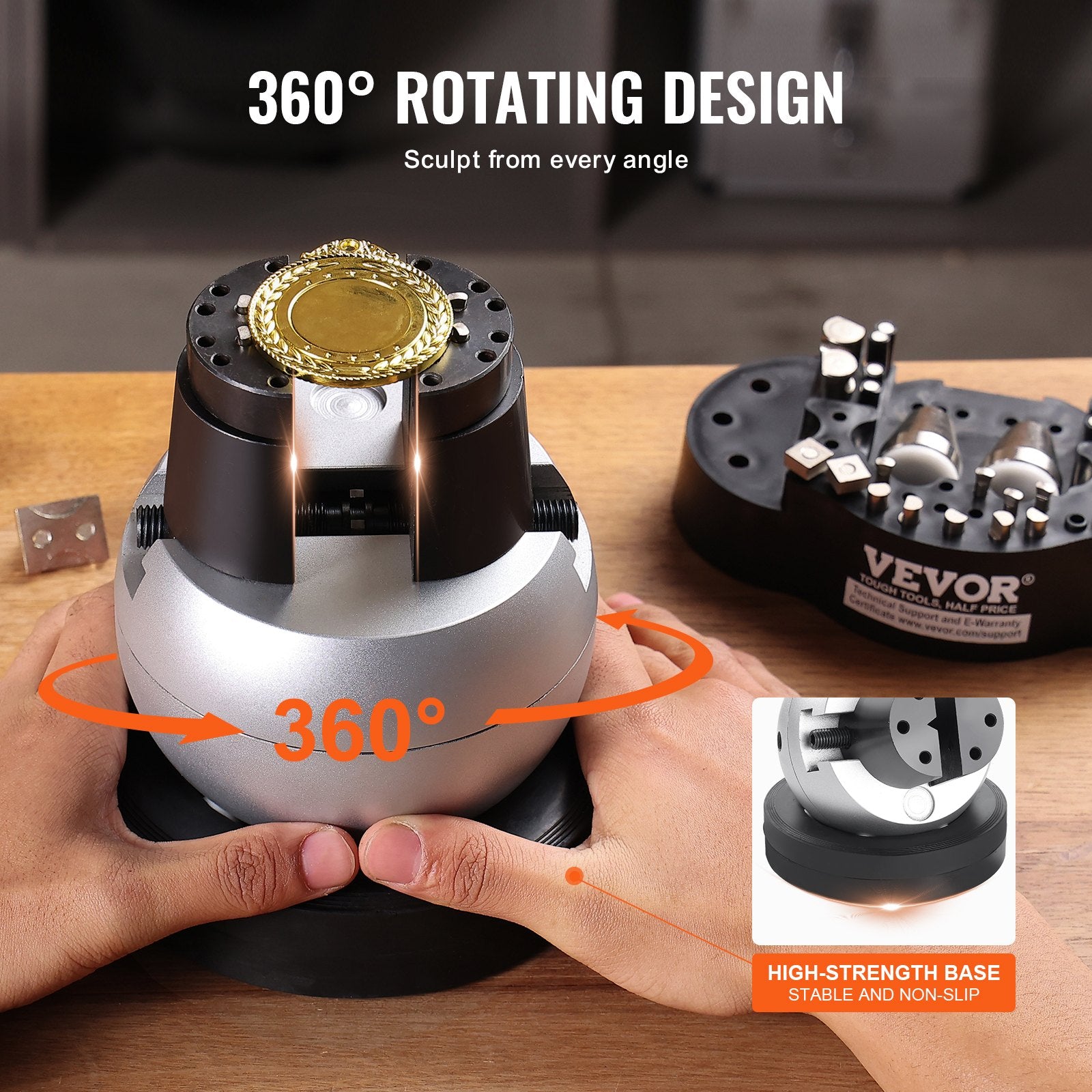 Engraving Block 5in Ball Vise Jewelry Engraving with 34PCS Attachments Base