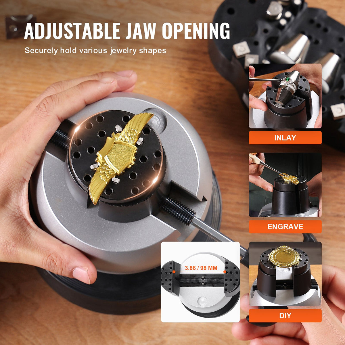 Engraving Block 5in Ball Vise Jewelry Engraving with 34PCS Attachments Base