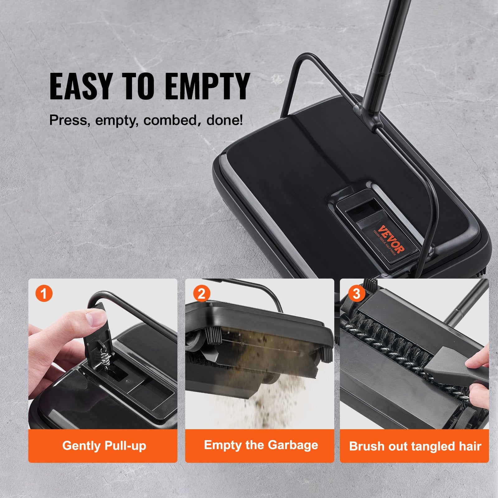 Carpet Sweeper 200mm Manual Non-Electric 300ml Dustbin Rugs Hardwood Laminate