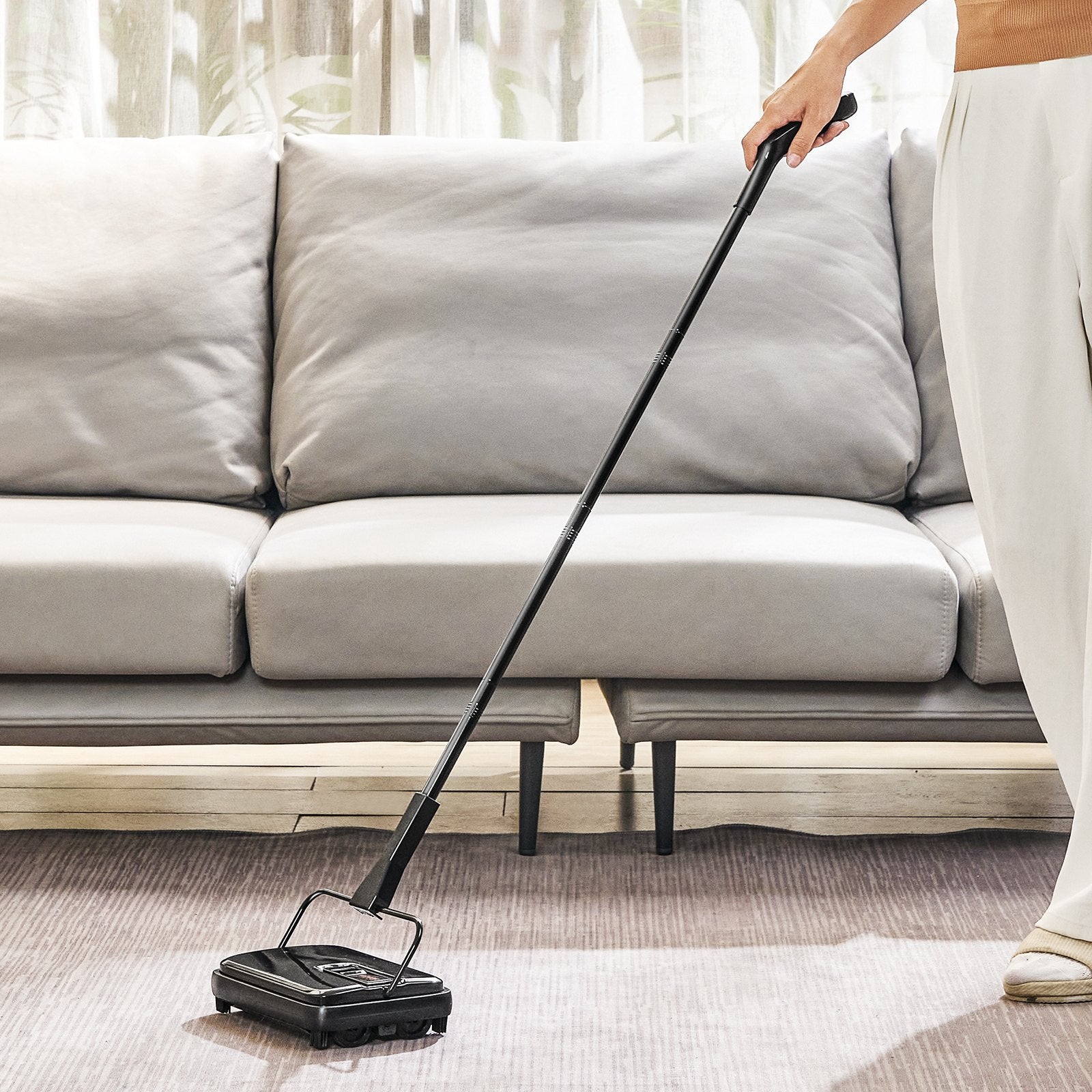Carpet Sweeper 200mm Manual Non-Electric 300ml Dustbin Rugs Hardwood Laminate