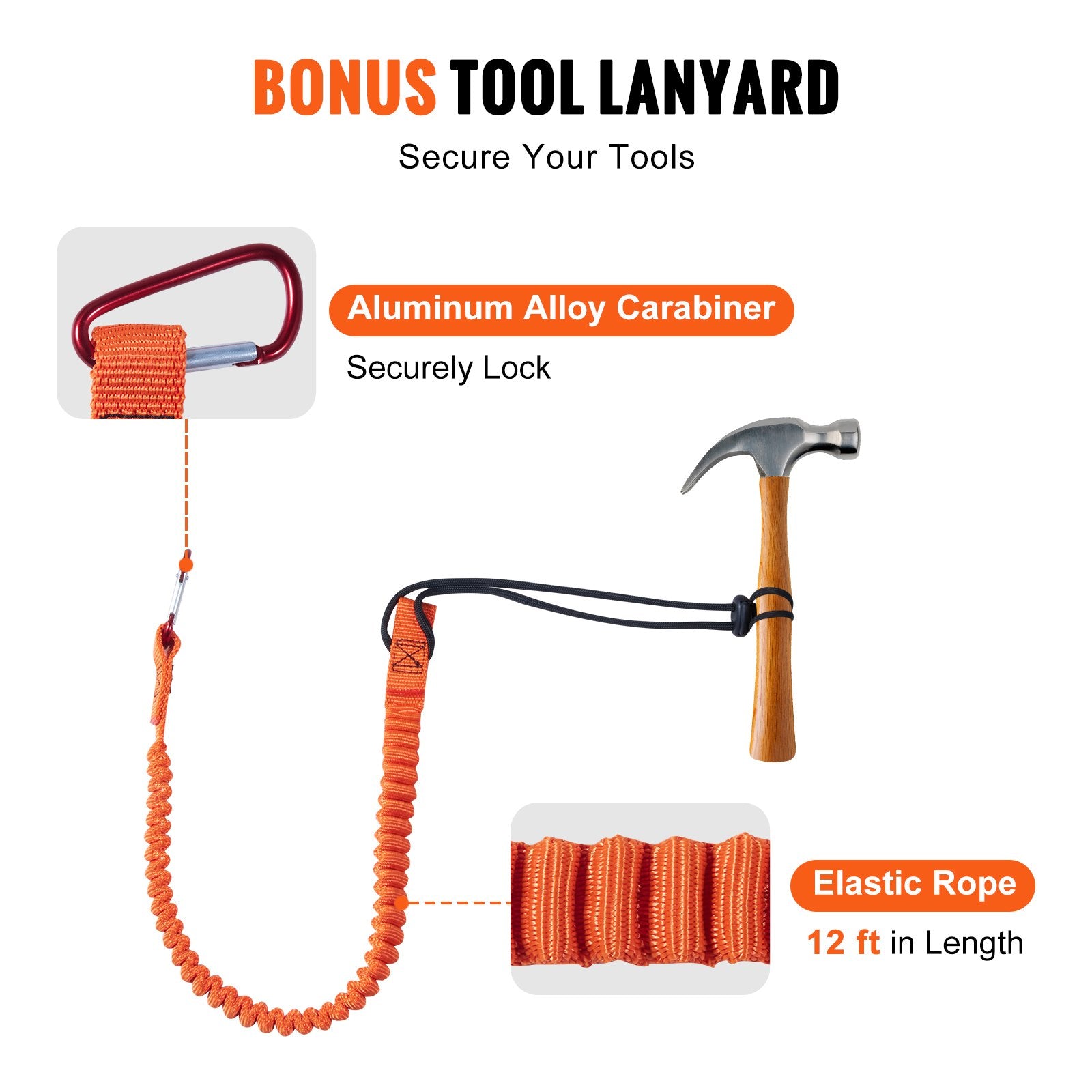 Flipline Steel Core 1/2 x 12 Ft Tree Climbing Alloy Hook Carabiner Lanyard