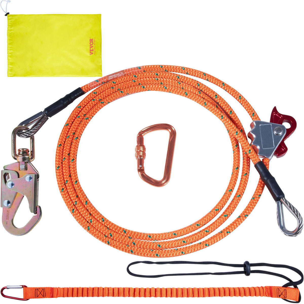Flipline Steel Core 1/2 x 12 Ft Tree Climbing Alloy Hook Carabiner Lanyard