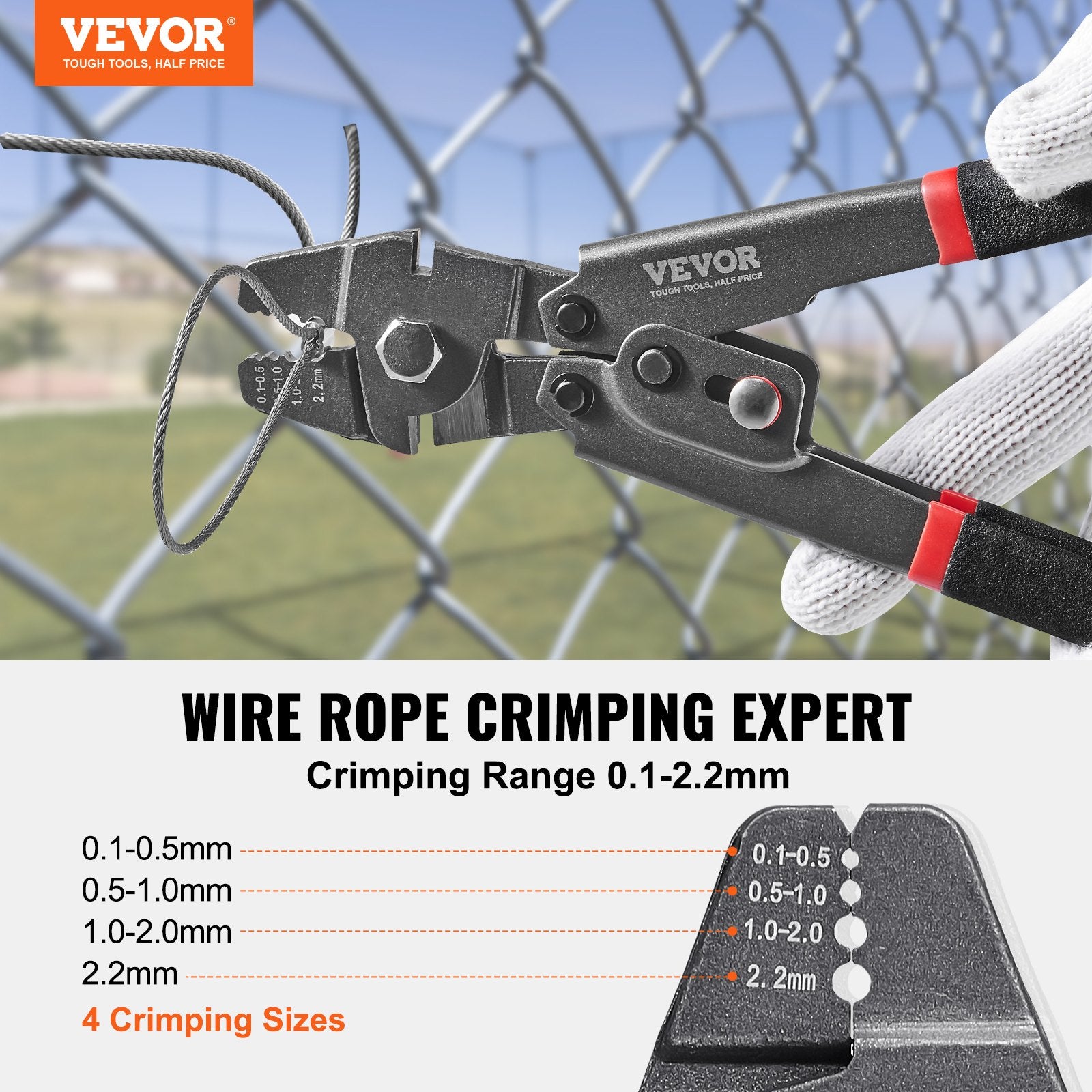 Crimping Tool Up To 2.2mm Wire Rope with Cutter 160pcs Aluminum Buckles Teflon