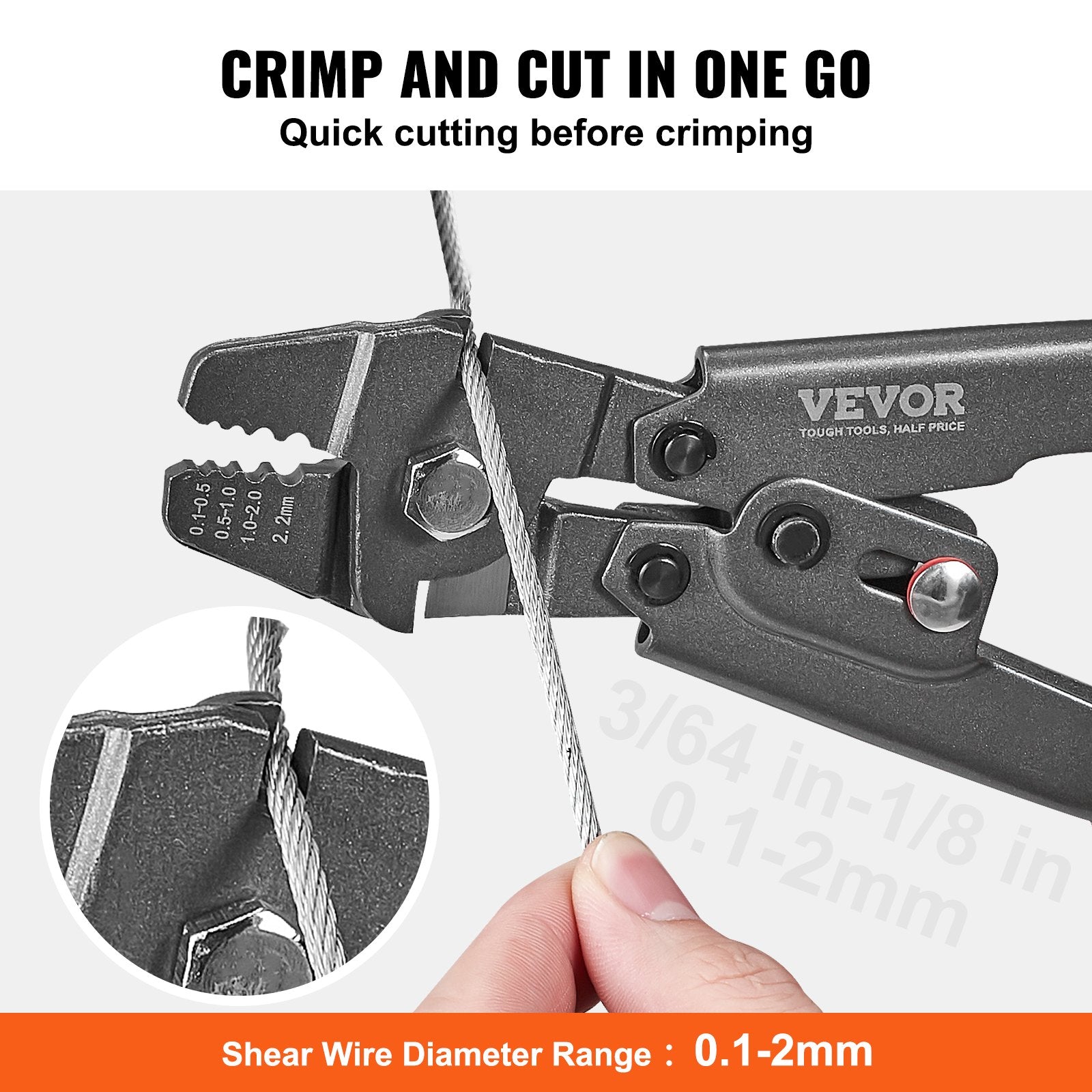 Crimping Tool Up To 2.2mm Wire Rope with Cutter 160pcs Aluminum Buckles Teflon