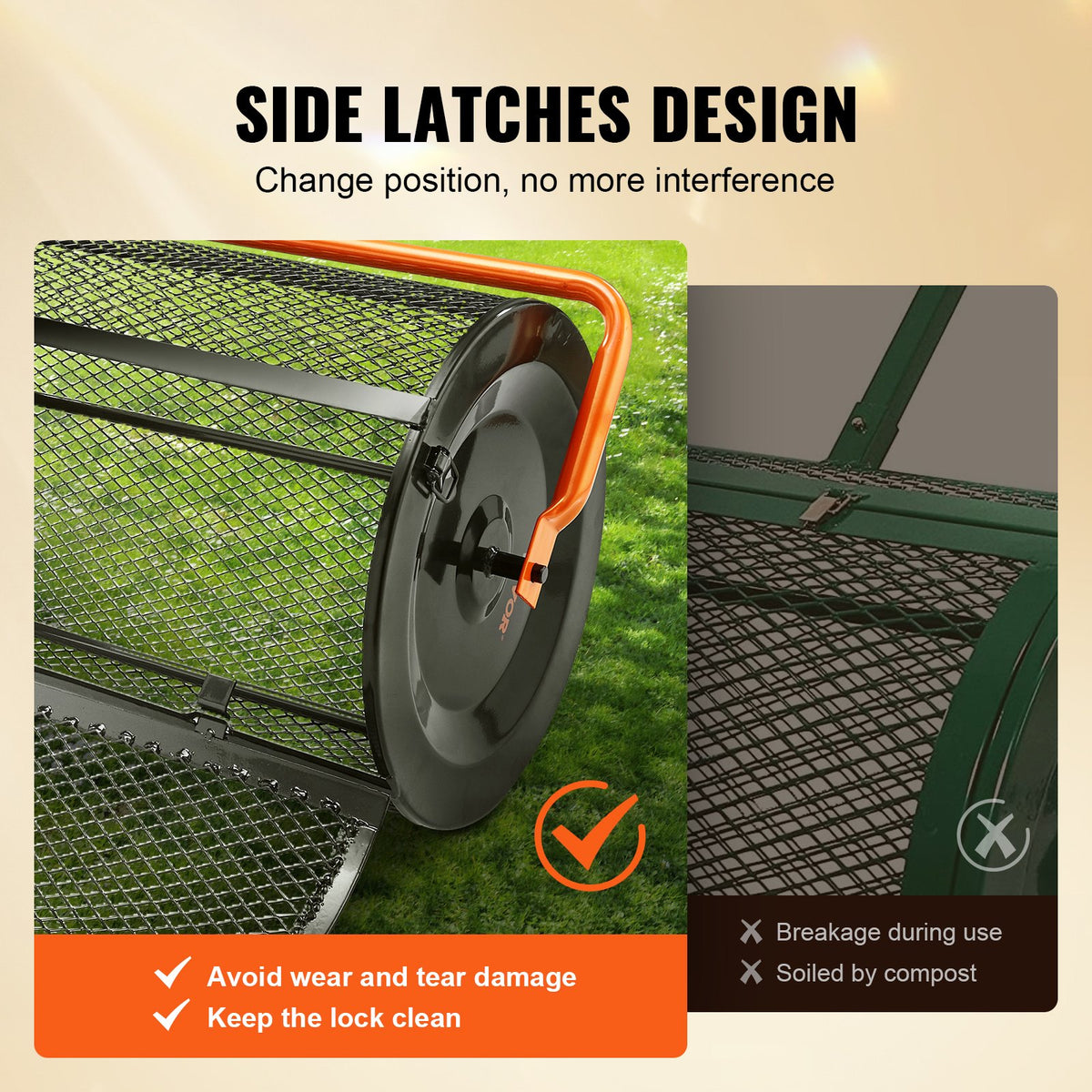 Compost Spreader Peat Moss Spreader 24" for Lawn and Garden Use