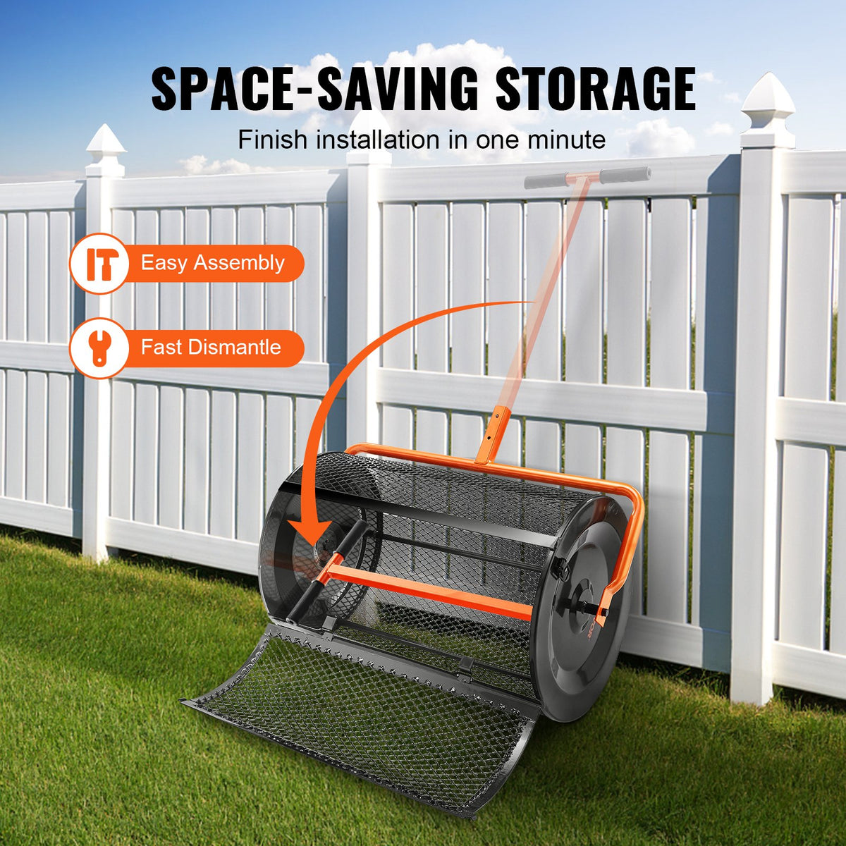 Compost Spreader Peat Moss Spreader 24" for Lawn and Garden Use