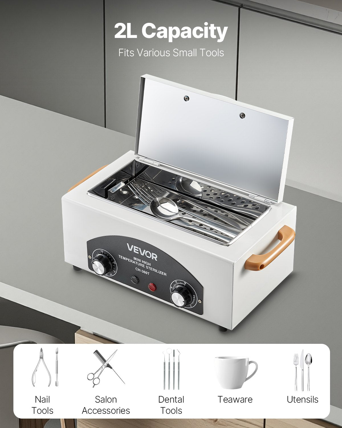 2L 300W High Temp Autoclave Dry Heat Cabinet Nail Tool Cleaner Adj Temp Salon