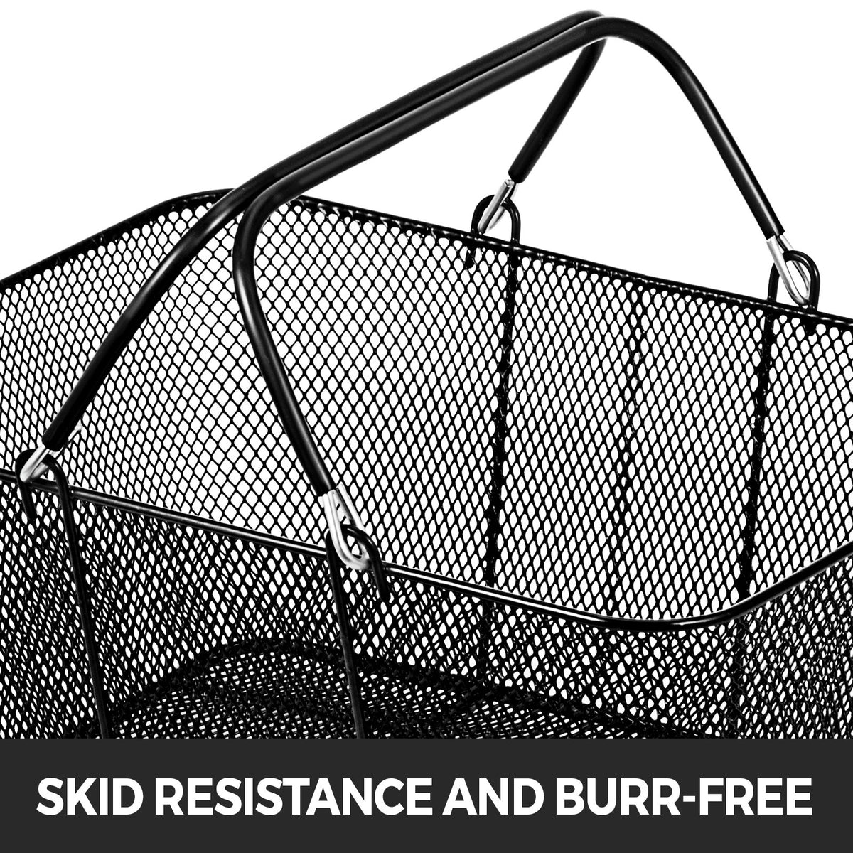 Shopping Baskets 12PCS Black Metal Wire Mesh Set with Handles for Stores