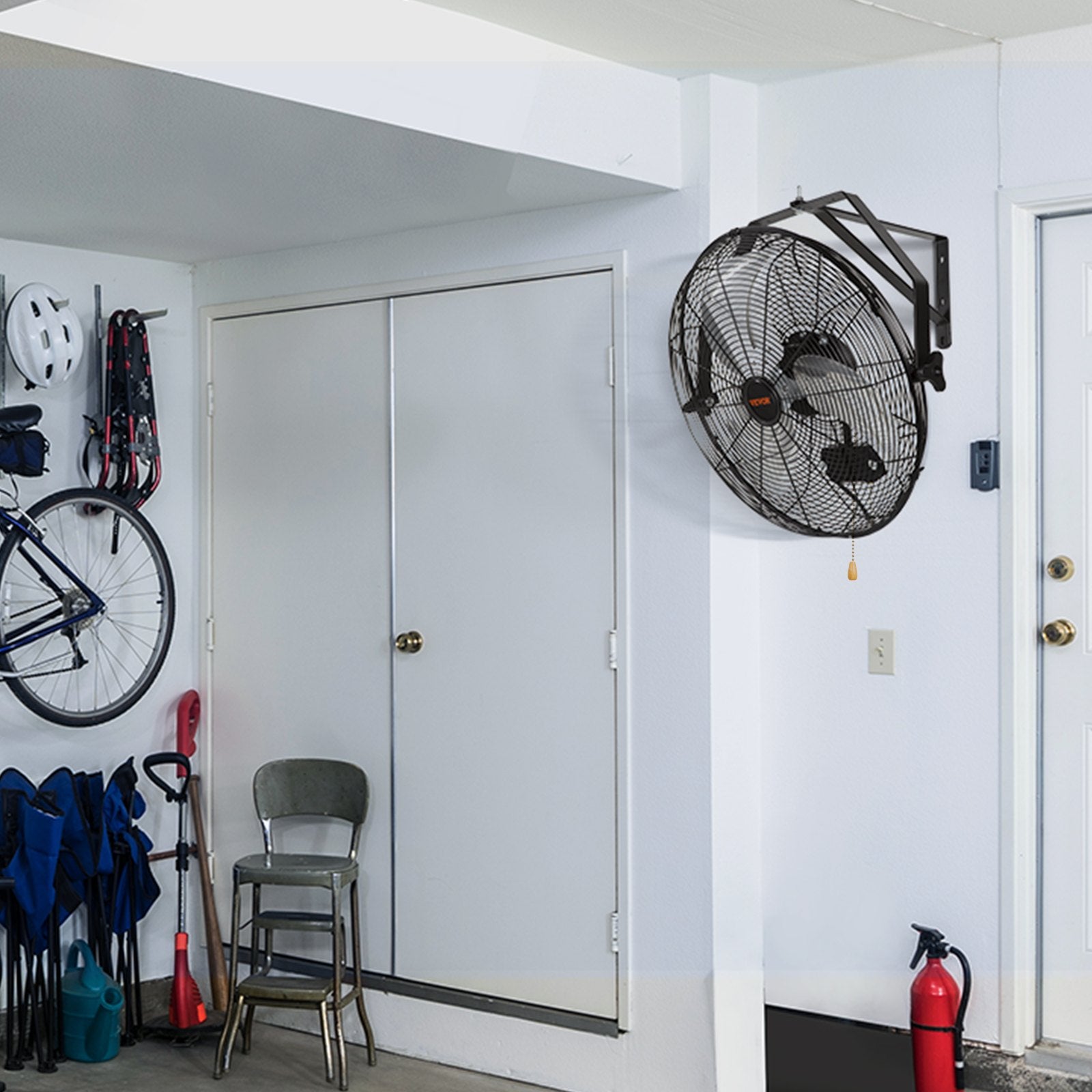 Wall Fan, 57cm Waterproof 3-Speed Commercial Residential Fan 4150CFM Black