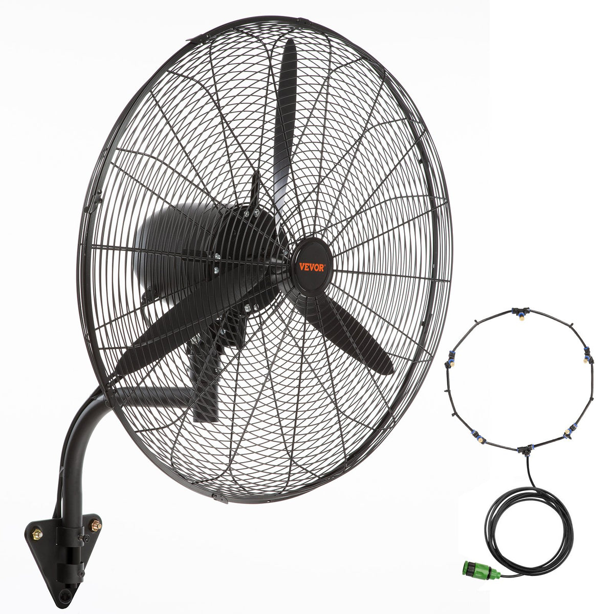 Wall-Mount Misting Fan, 61.6cm Oscillating Metal 3-Speed Waterproof Fan