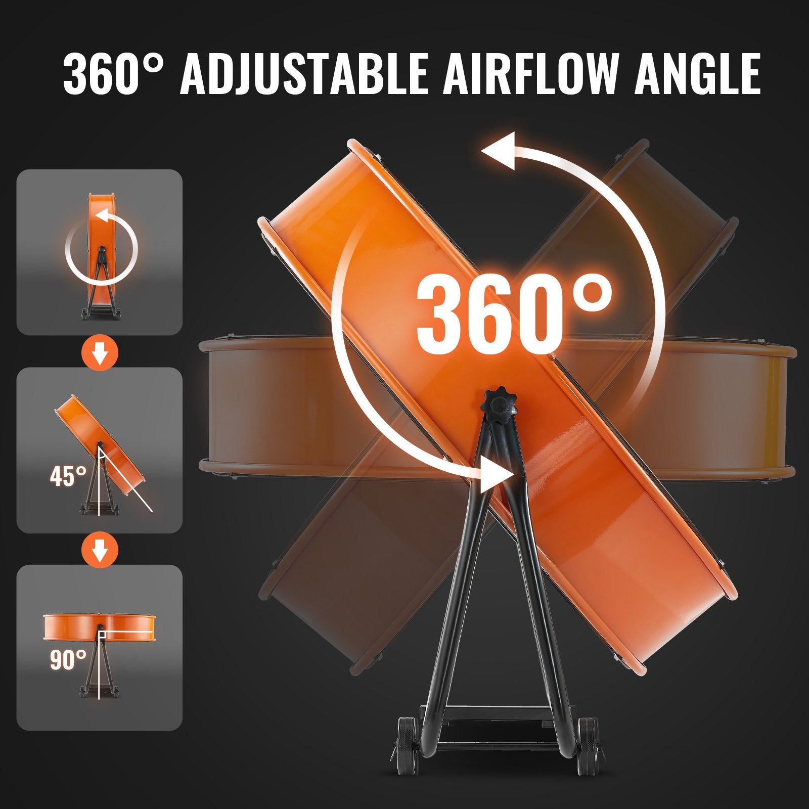 Drum Fan, 30 Inch High Velocity Industrial Floor Fan 3-Speed 13000CFM Adjustable