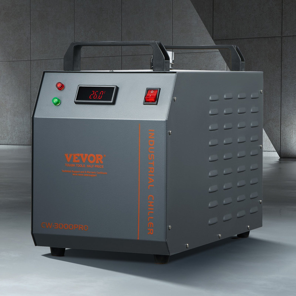 Industrial Water Chiller CW-3000(PRO) 150W Air-Cooled 12L Tank 18L/min Flow