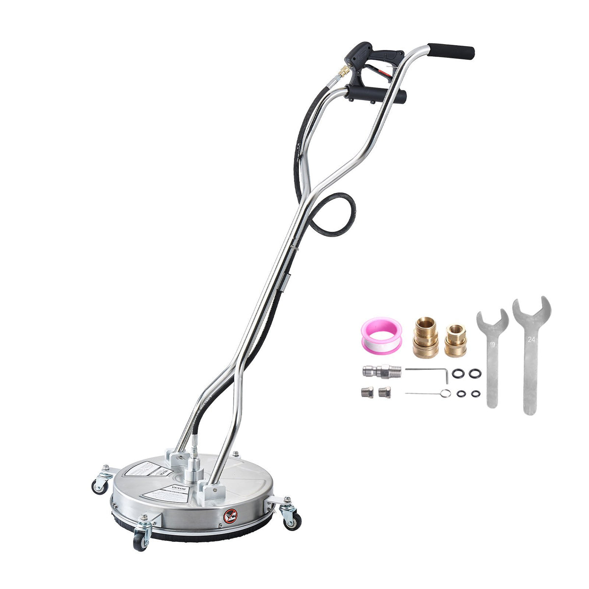 18in Pressure Washer Surface Cleaner, Stainless Steel, 4 Wheels, 4000 PSI
