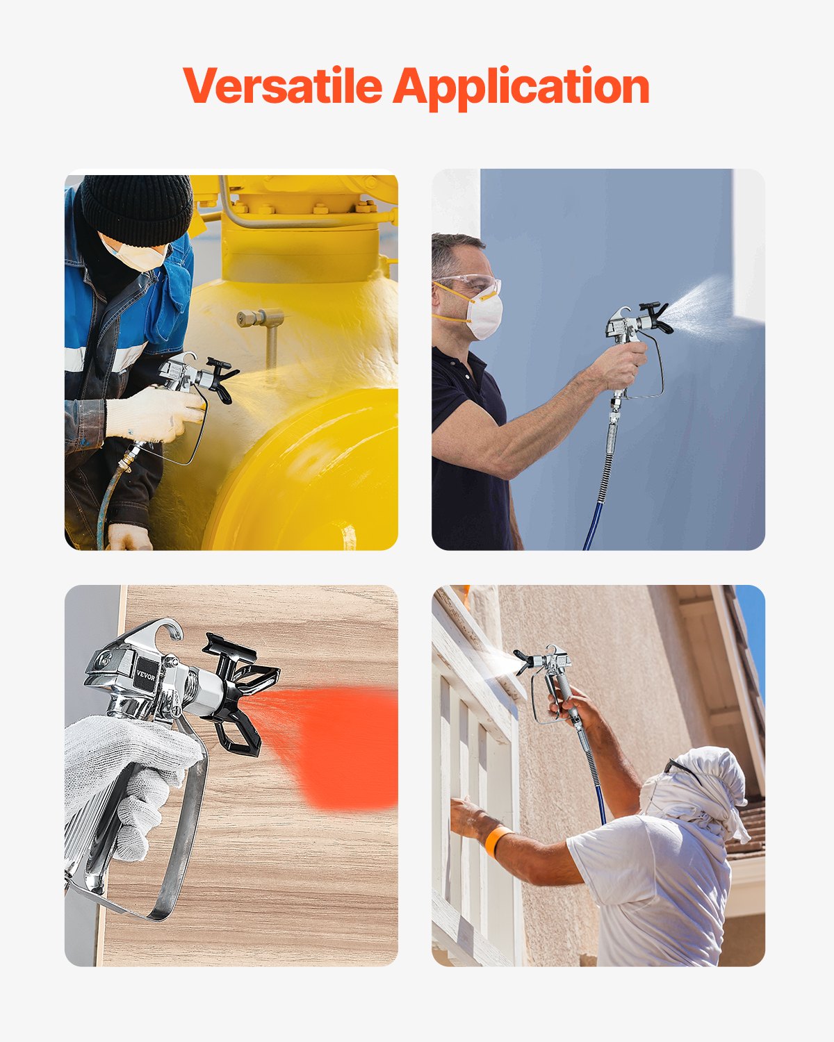 Airless Paint Spray Gun 3600PSI High Pressure with 5 Tips Swivel Joint Kit
