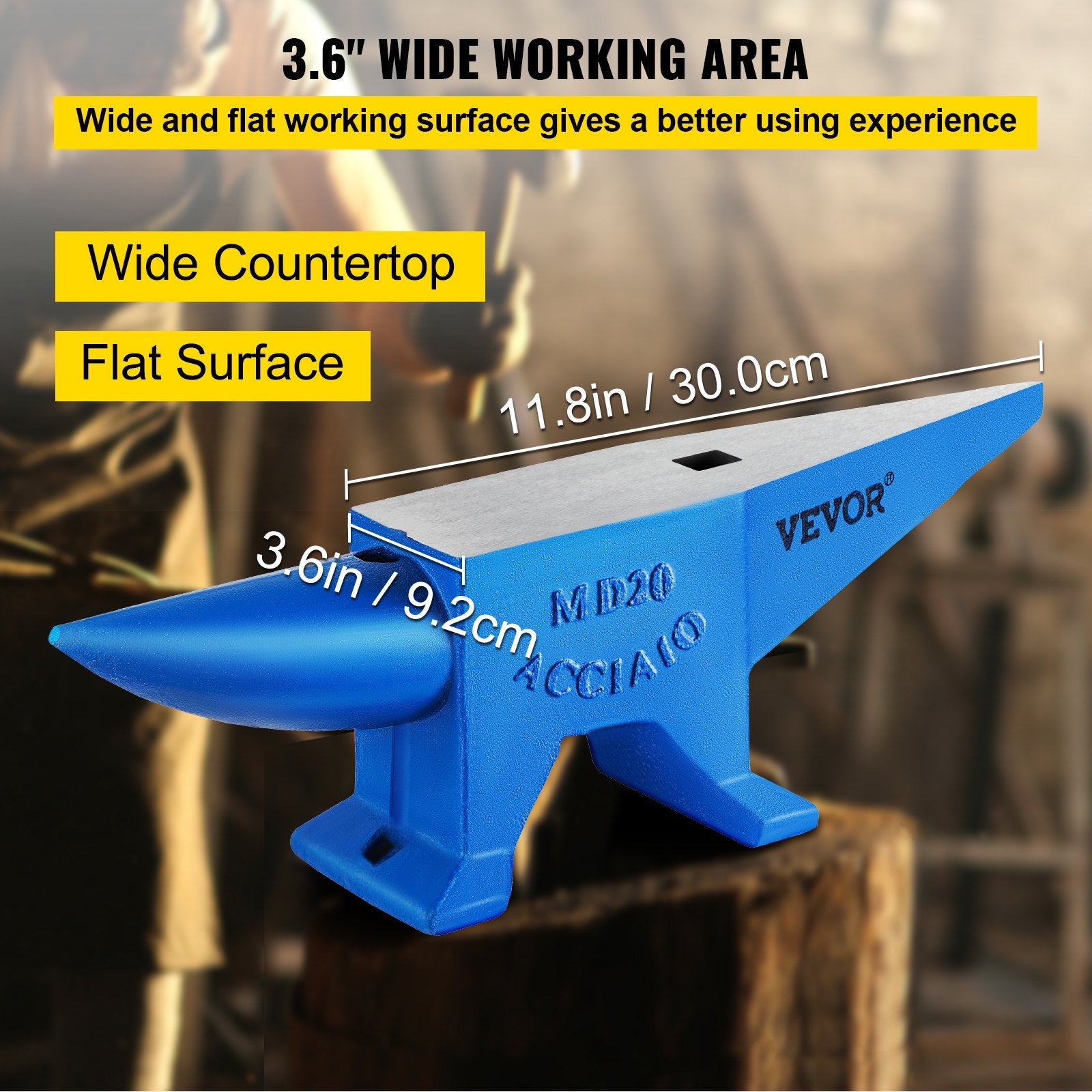 Single Horn Anvil 44lbs, Blacksmith Forge Tool with Round & Square Hole for Metalsmiths