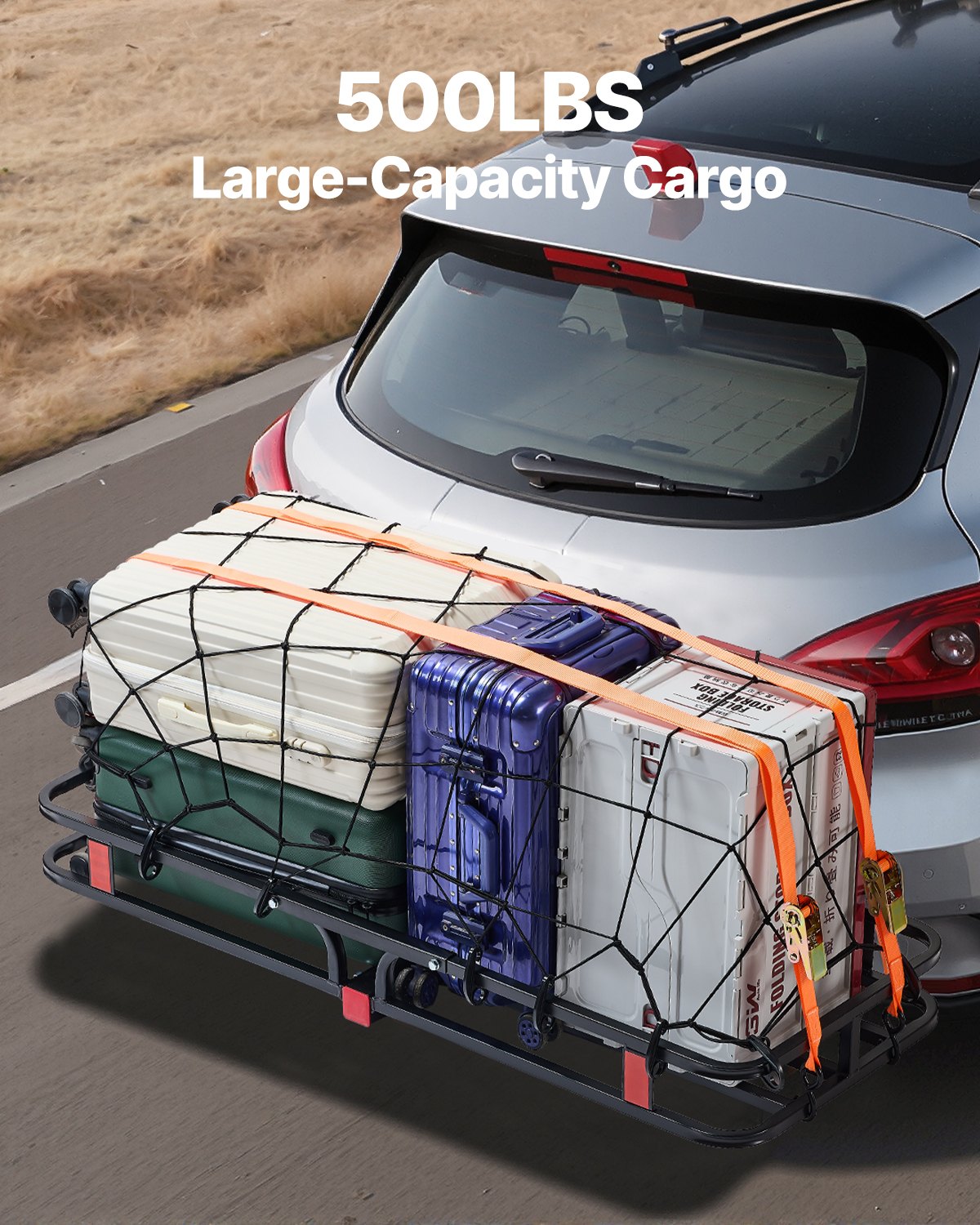 Hitch Cargo Carrier 53x19x5" 500lbs Stabilizer Straps Cargo Net SUVs