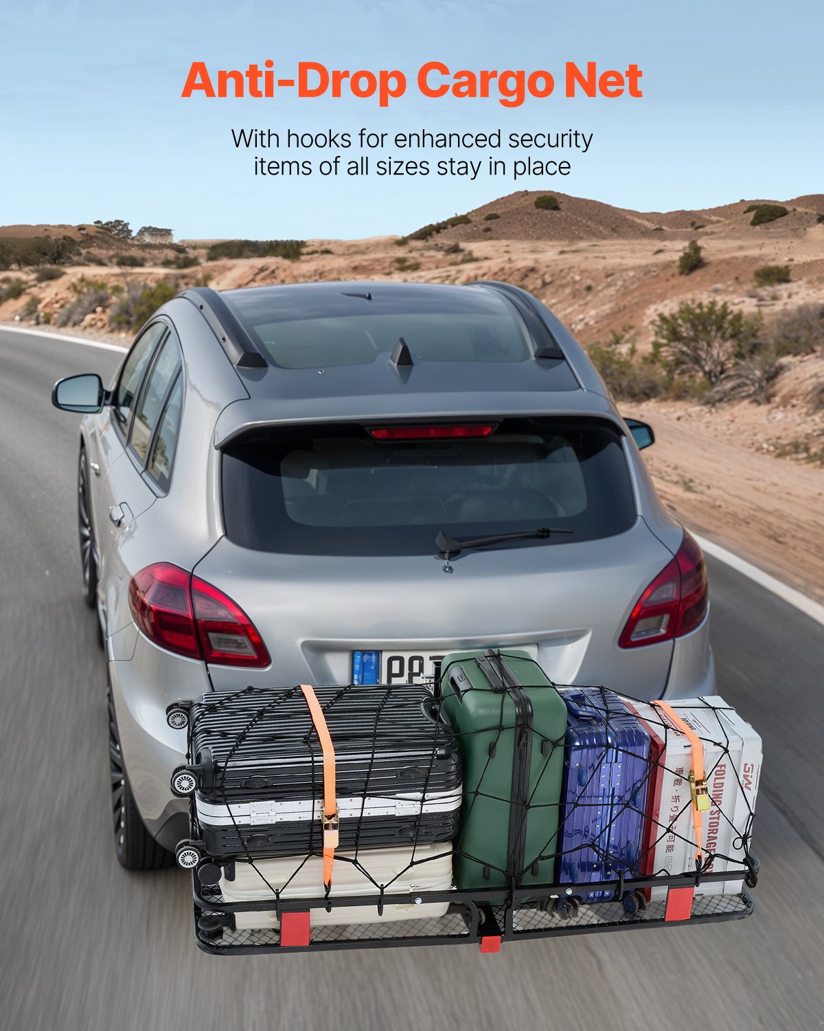 Hitch Cargo Carrier 53x19x5" 500lbs Stabilizer Straps Cargo Net SUVs