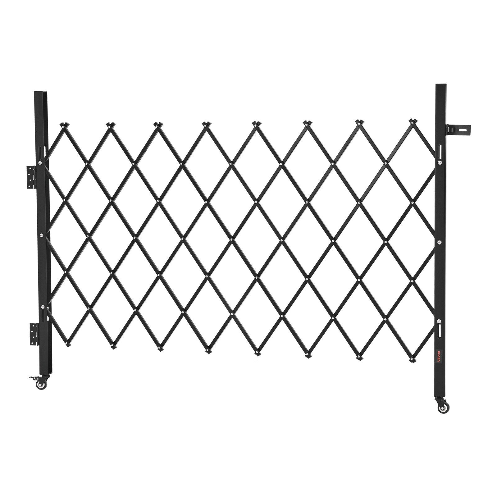 Single Folding Security Gate 1700x1310mm Lockable Scissor 360° Swivel Casters