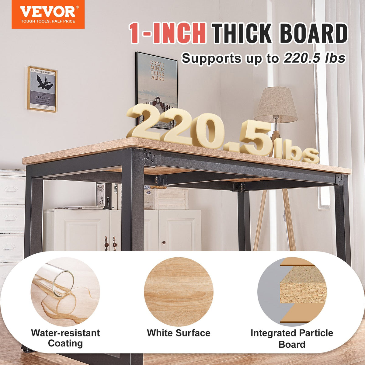 Table Top 55x27.6x1in One-Piece Desktop for Adjustable Electric Desk Frame