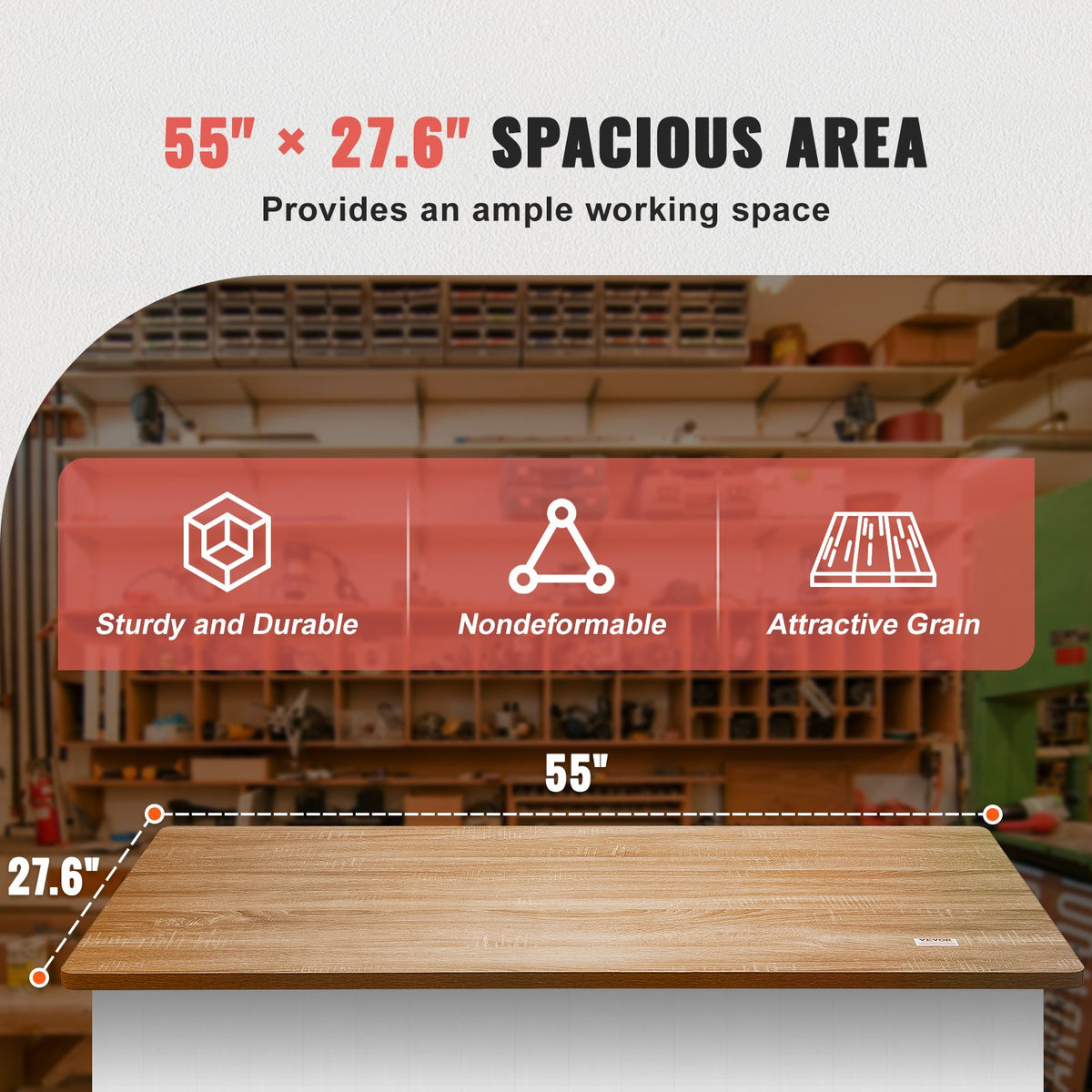 Table Top 55x27.6x1in One-Piece Desktop for Adjustable Electric Desk Frame