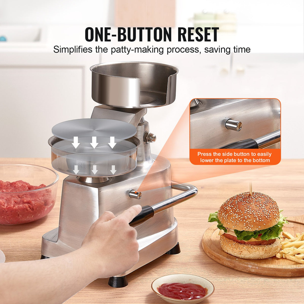 Commercial Burger Patty Maker 130mm Stainless Steel Press 1000 Patty Papers