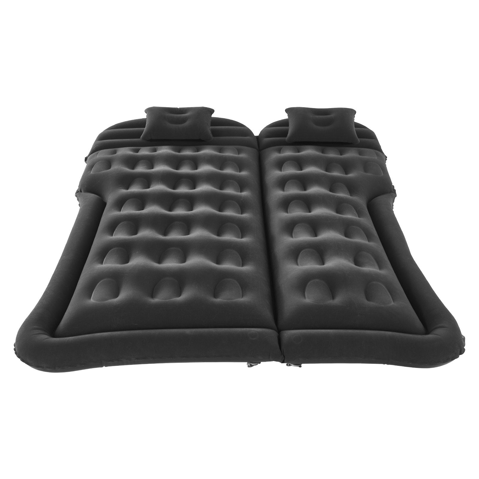 Inflatable Car Air Mattress for Camping, Travel Bed with Pump, 2 Pillows, Black