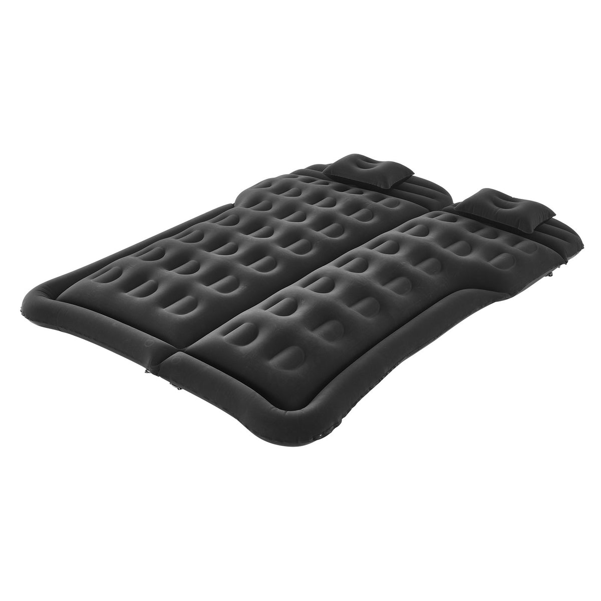Inflatable Car Air Mattress for Camping, Travel Bed with Pump, 2 Pillows, Black