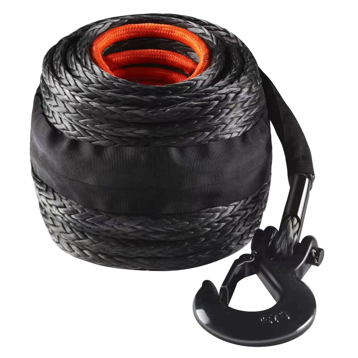 Synthetic Winch Rope 12.7mm x 28m 142.3kN with Hook, Sleeve & Pull Strap