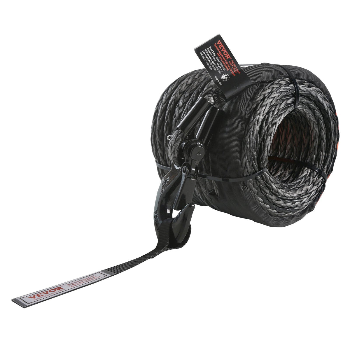 Synthetic Winch Rope 9.5mm x 30.5m 117.9kN with Hook and Sleeve