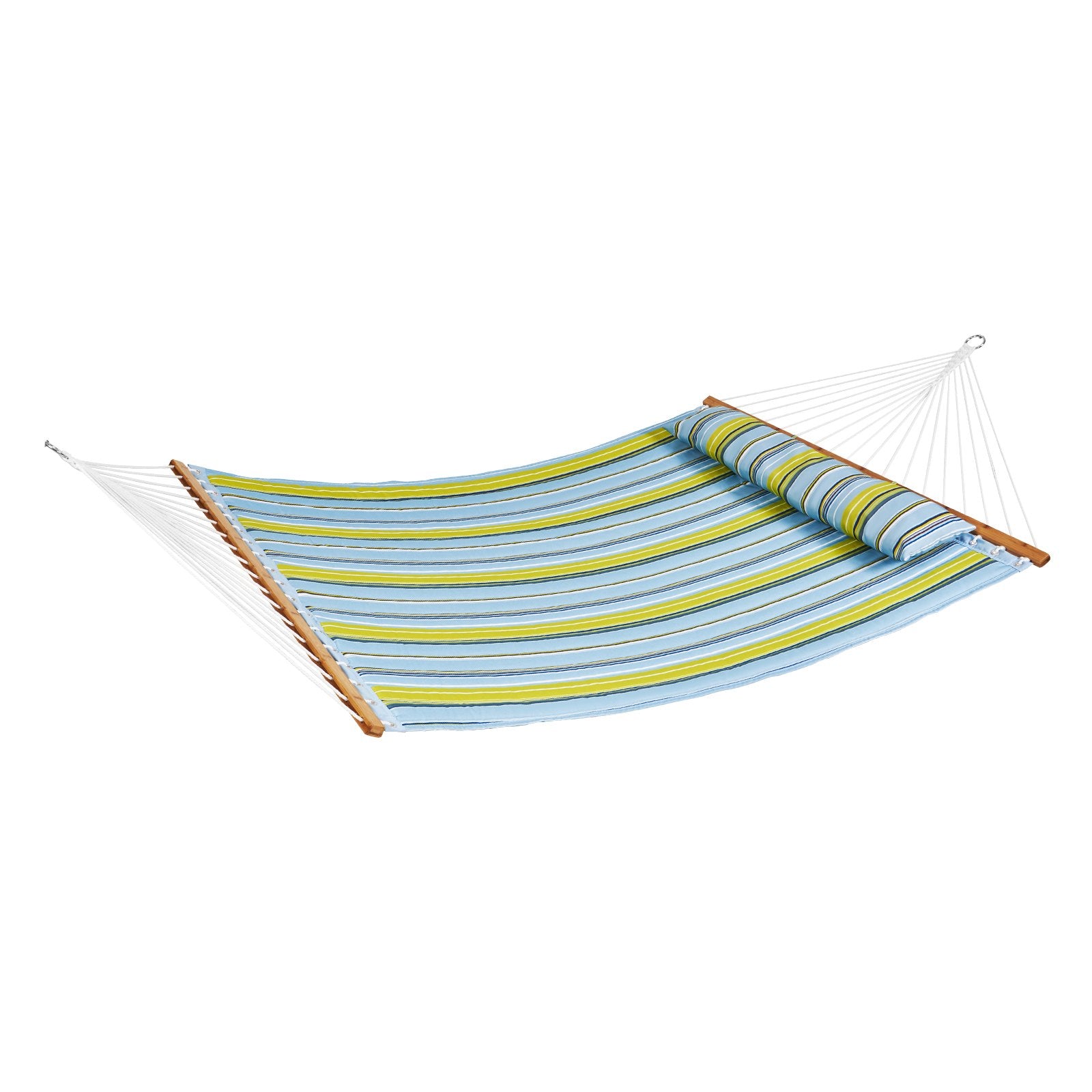 Hammock Double Quilted Fabric 12ft Hardwood Spreader Bar Detachable Pillow 480lb