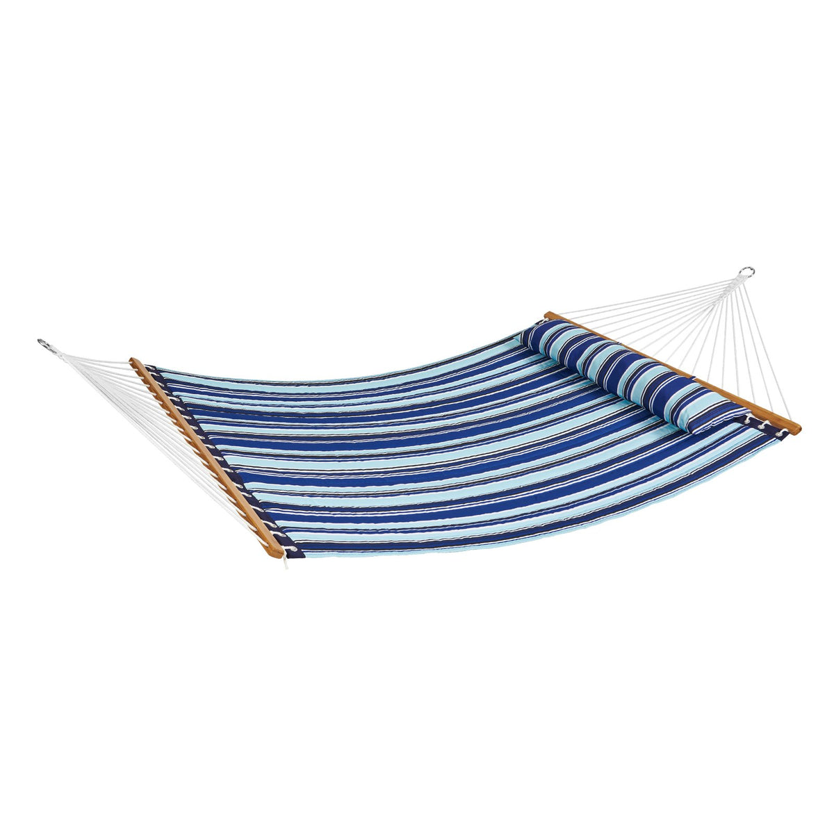 Hammock Double Quilted Fabric 12ft Hardwood Spreader Bar Detachable Pillow 480lb