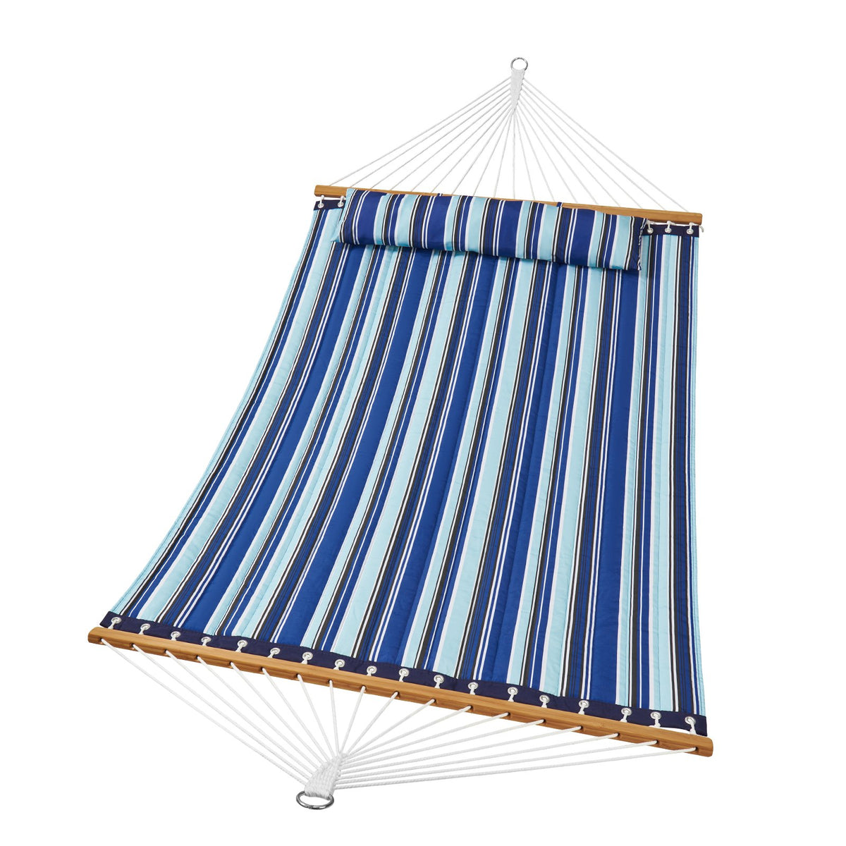 Hammock Double Quilted Fabric 12ft Hardwood Spreader Bar Detachable Pillow 480lb