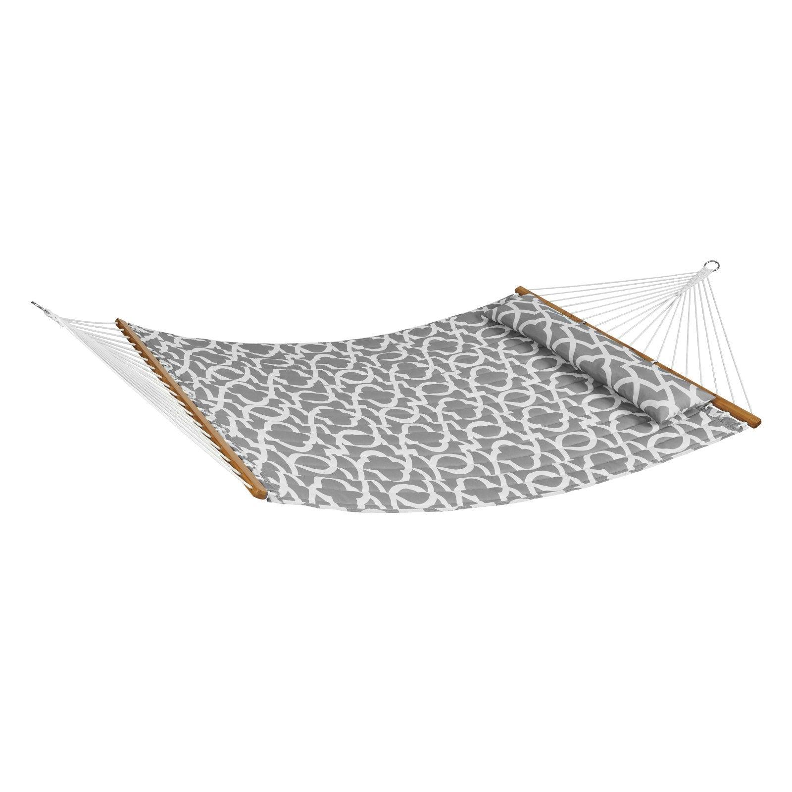 Hammock Double Quilted Fabric 12ft Hardwood Spreader Bar Detachable Pillow 480lb