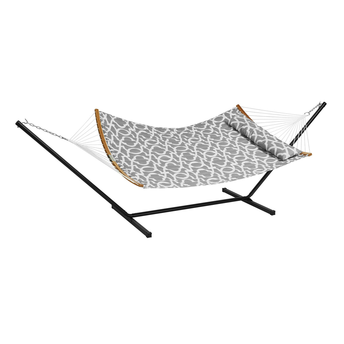 Hammock Two Person with Stand Double Curved Spreader Bar Detachable Pillow 480lb