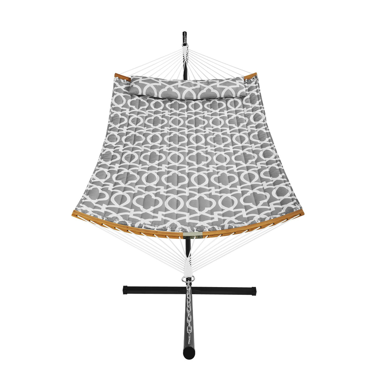 Hammock Two Person with Stand Double Curved Spreader Bar Detachable Pillow 480lb