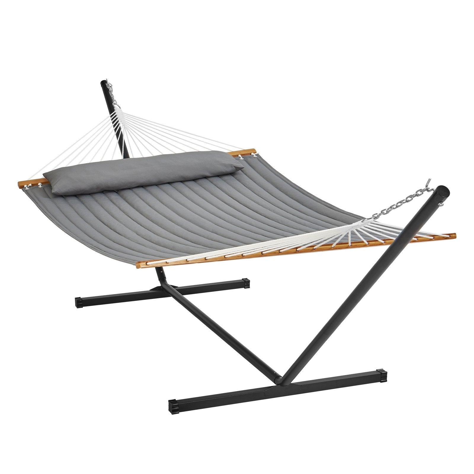 Two Person Hammock with Stand Heavy Duty 480lb Double 12ft Steel Freestanding