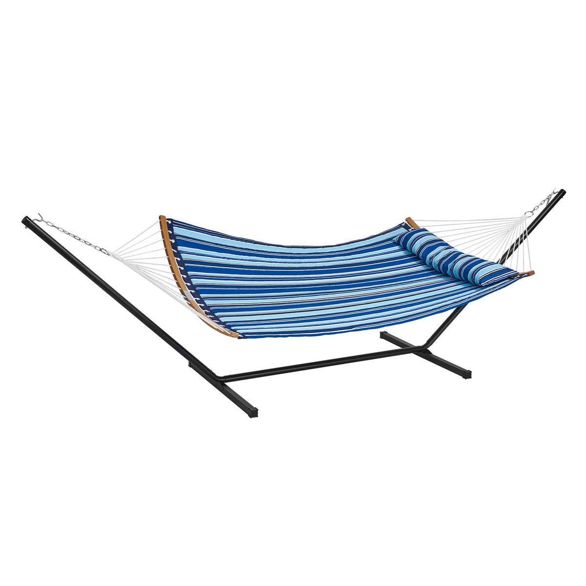 Hammock Two Person with Stand Double Curved Spreader Bar Detachable Pillow 480lb