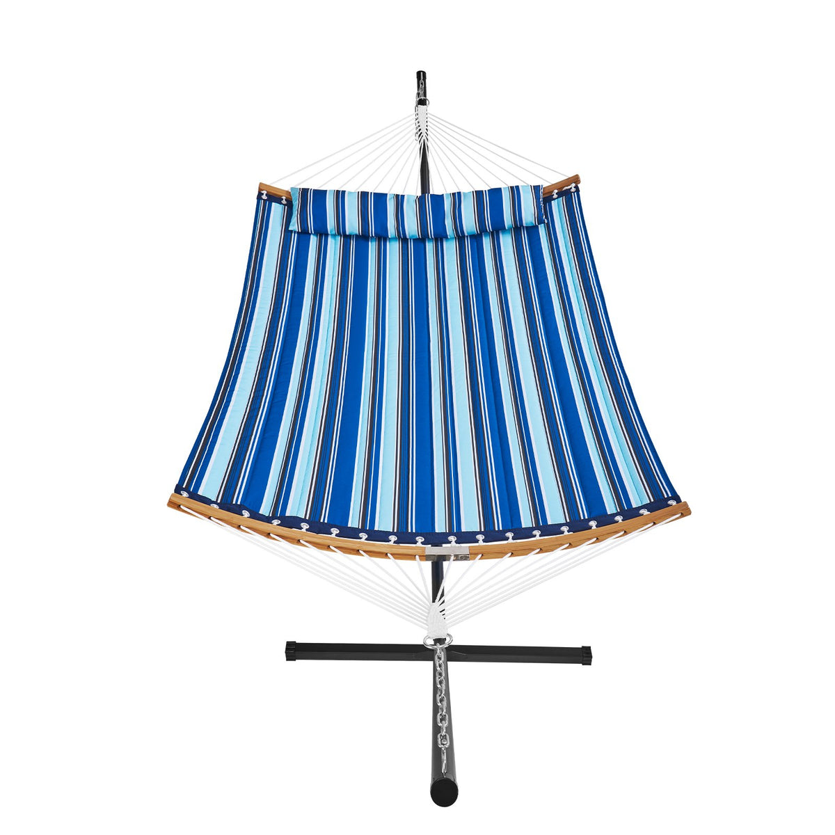 Hammock Two Person with Stand Double Curved Spreader Bar Detachable Pillow 480lb