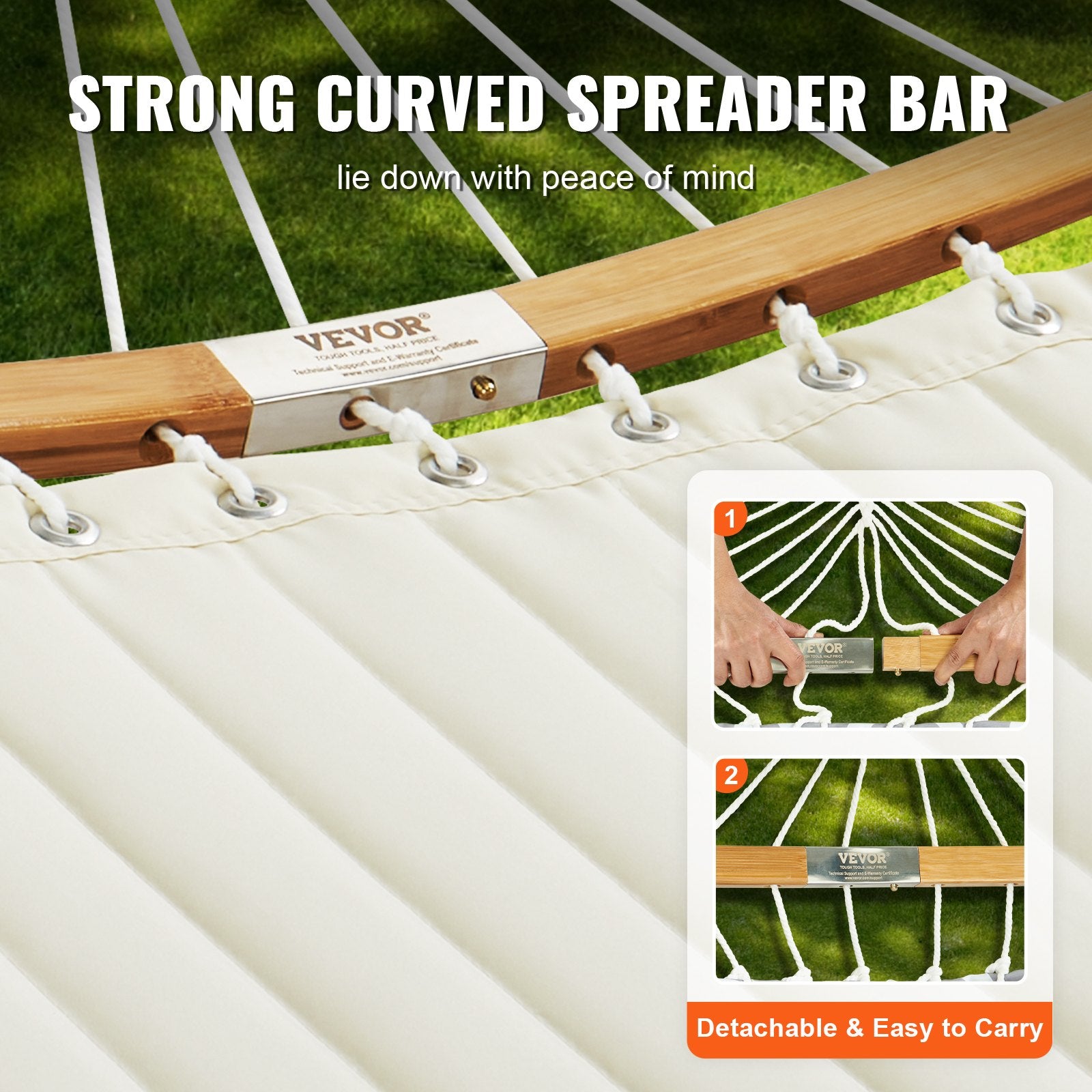 Two Person Hammock with Stand Double Curved Spreader Bar Detachable Pillow 480lb