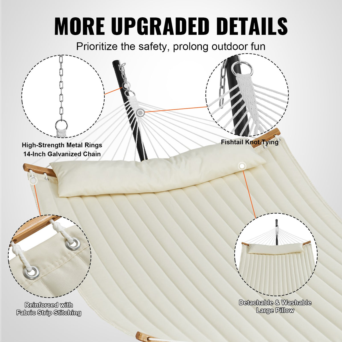 Two Person Hammock with Stand Double Curved Spreader Bar Detachable Pillow 480lb